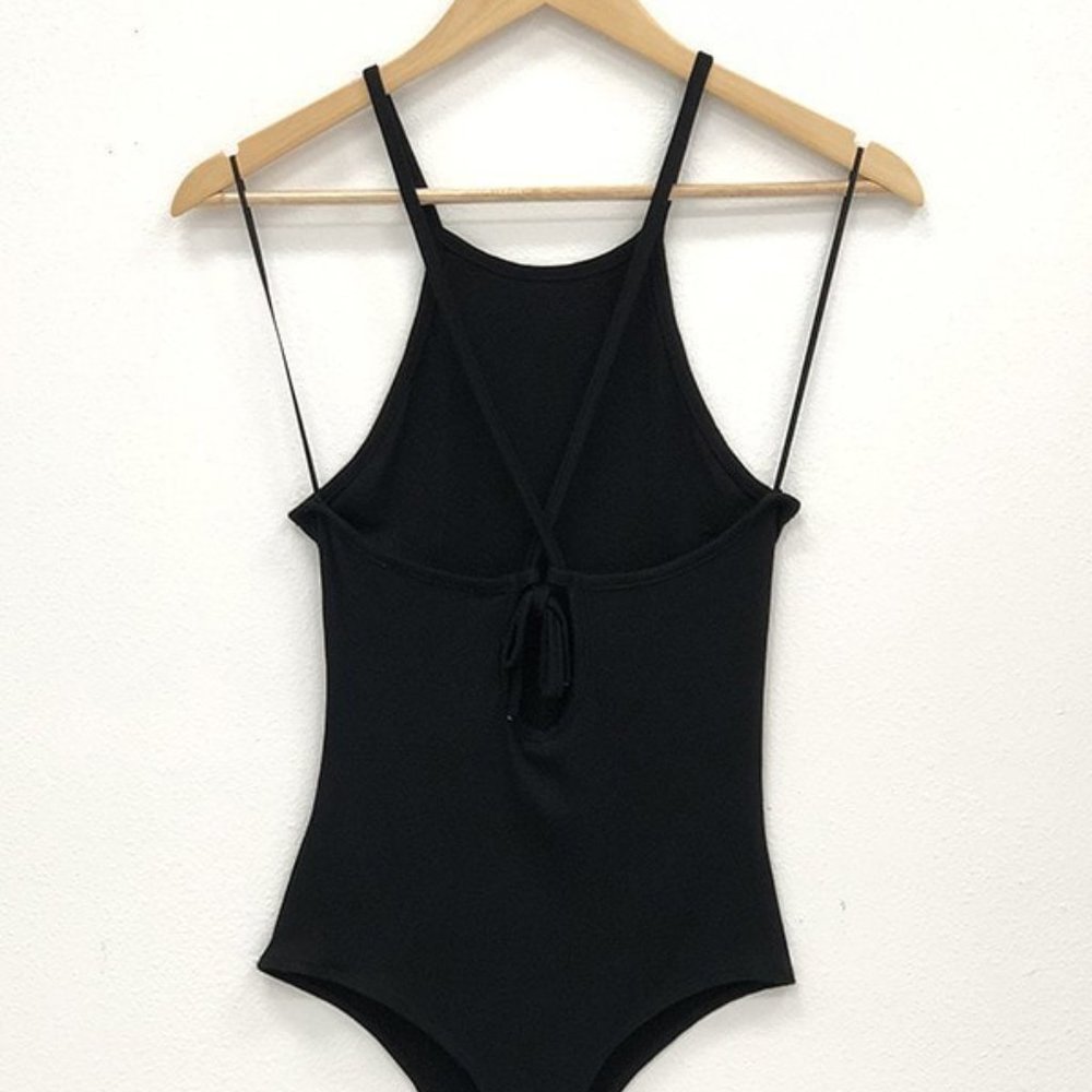 Vestique Boutique Black High Neck Open Back Bodysuit - Picture 2 of 4